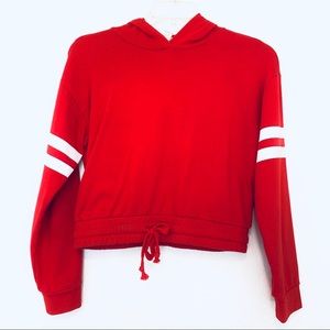 Vasity Stripe sporty crop hoodie with tie waist